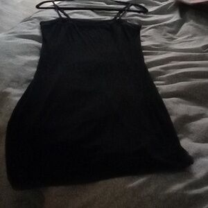 Calvin Klein Black Dress with Subtle Sheen Size S 35 Inches Long 2 Side Slits